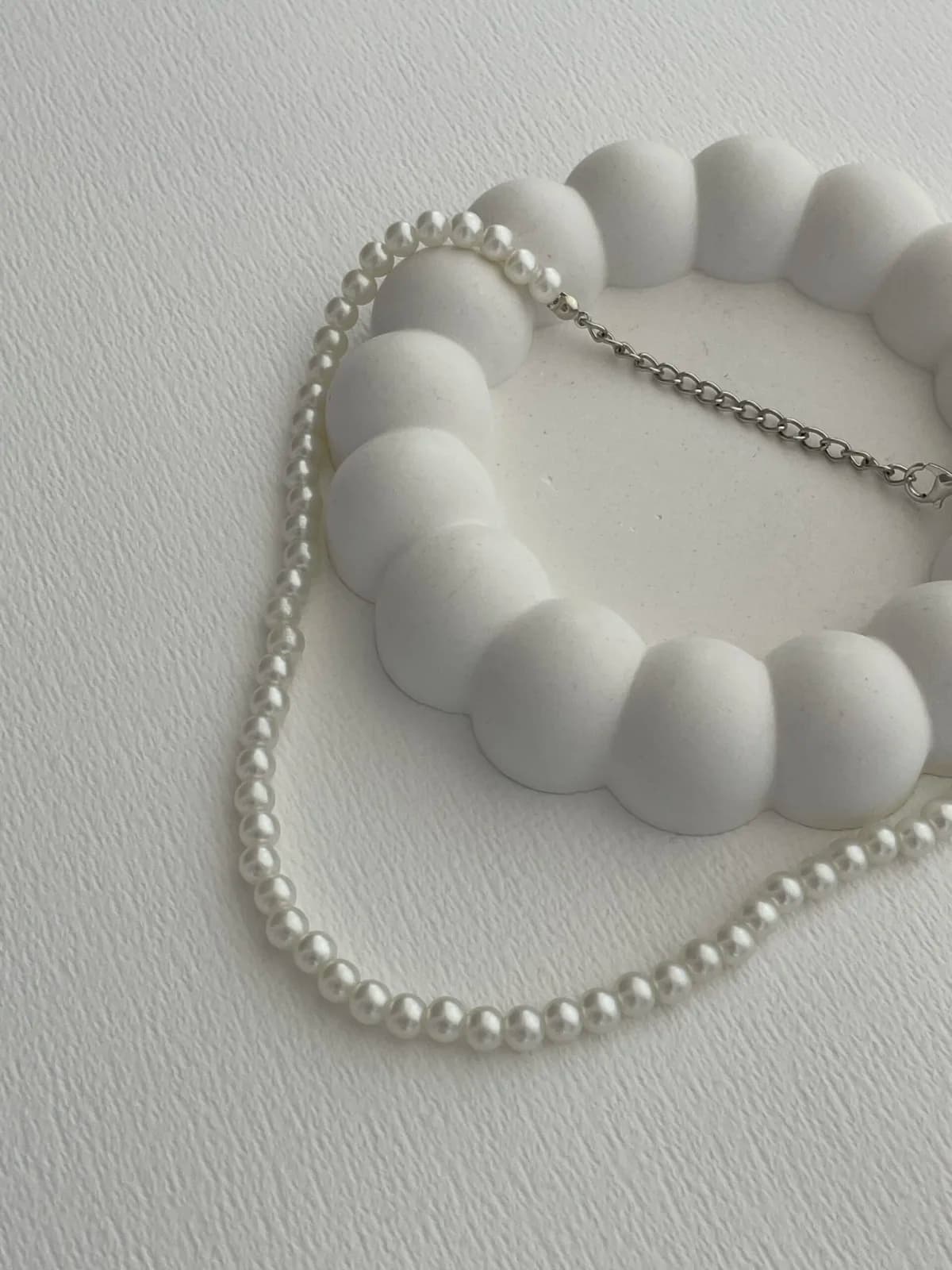 LP Özel Üretim Küçük Boy 4mm İnci Kolye 32+6cm