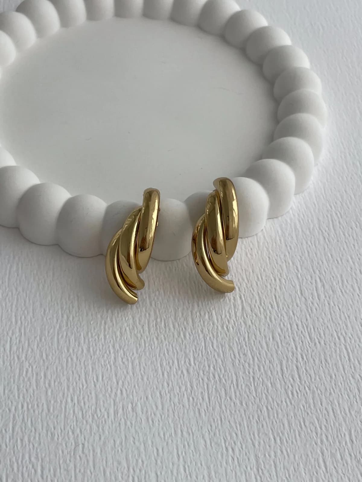 Çelik Sarmal Tasarım Gold Küpe