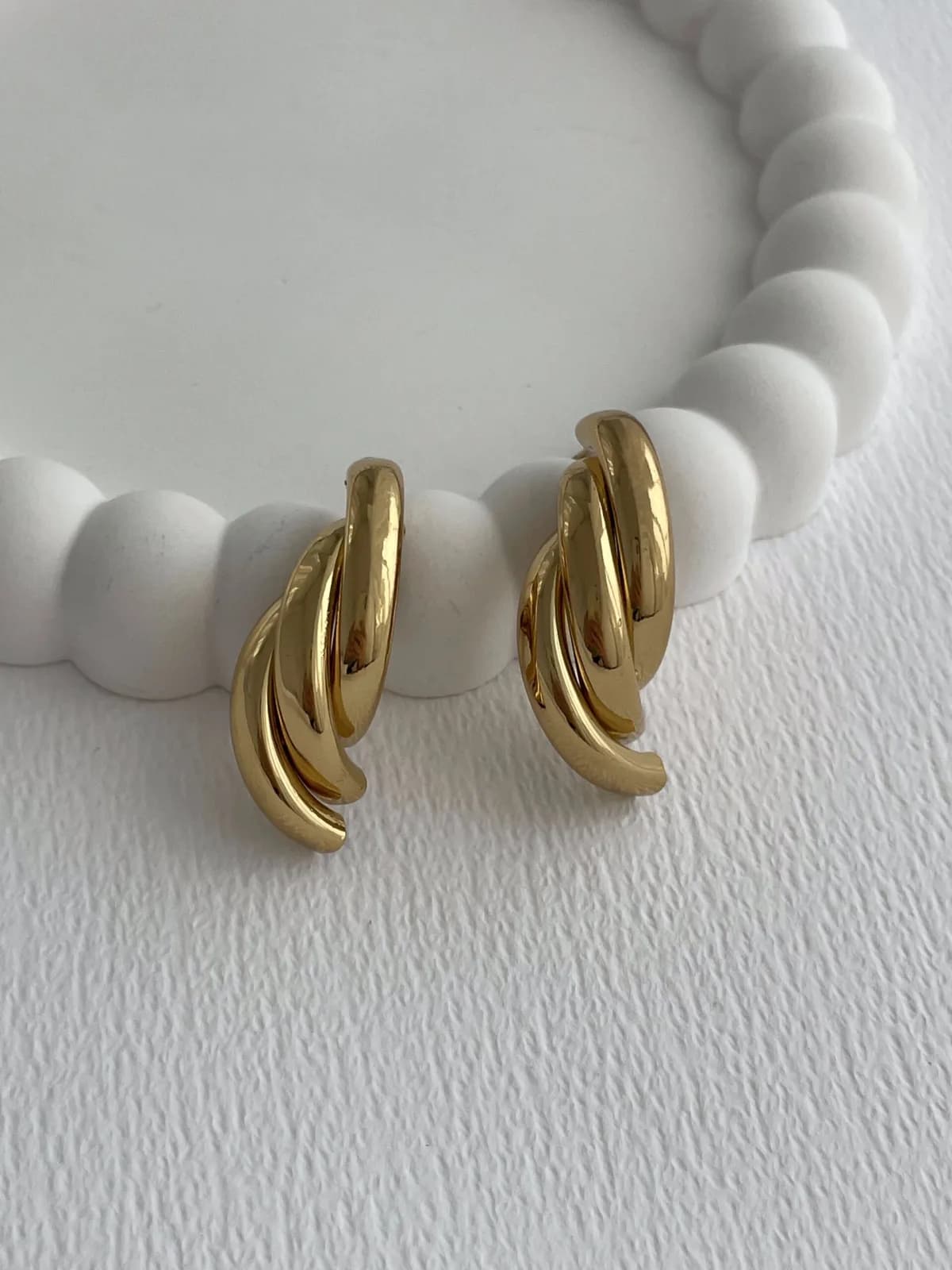 Çelik Sarmal Tasarım Gold Küpe