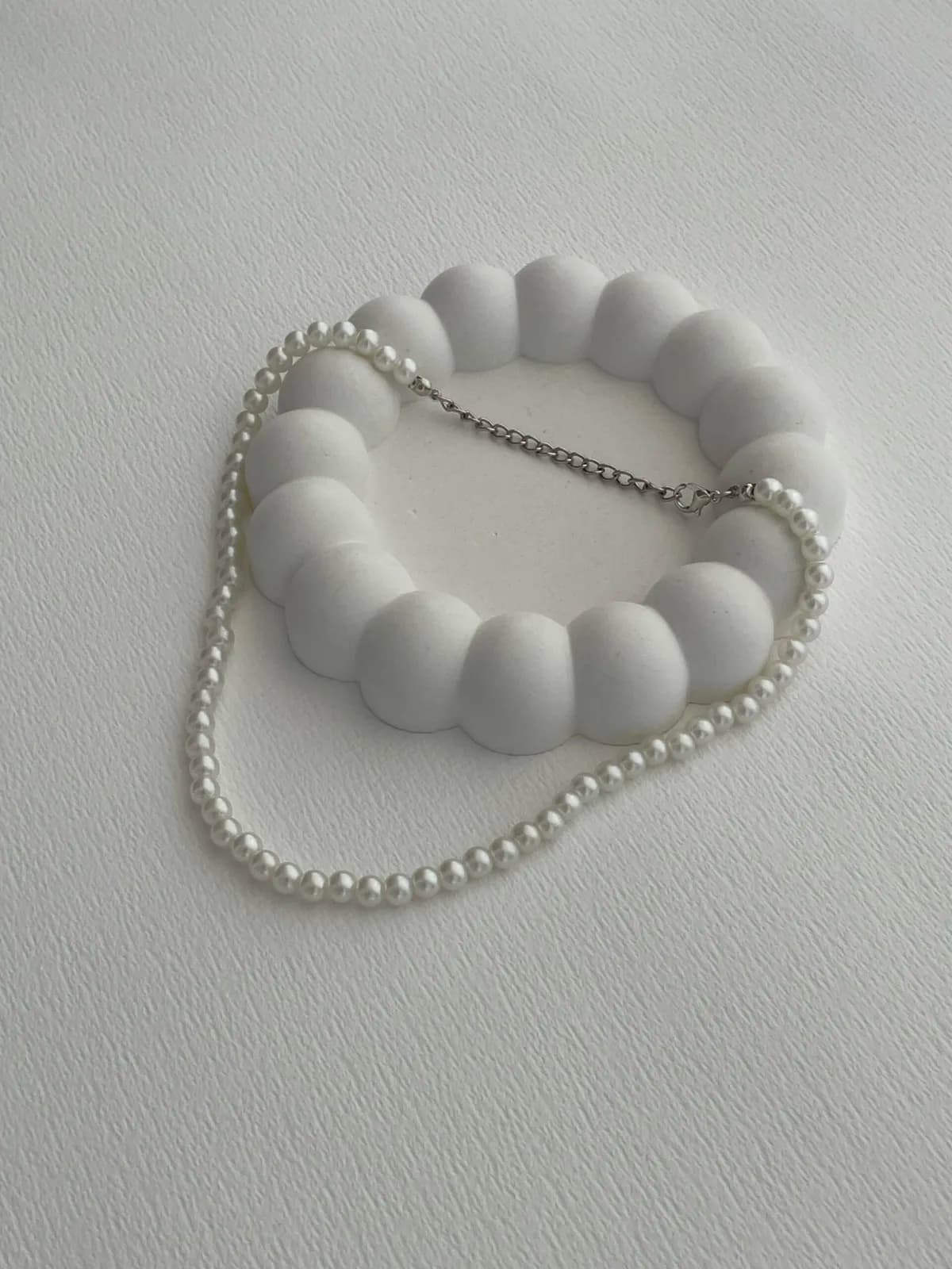 LP Özel Üretim Küçük Boy 4mm İnci Kolye 32+6cm