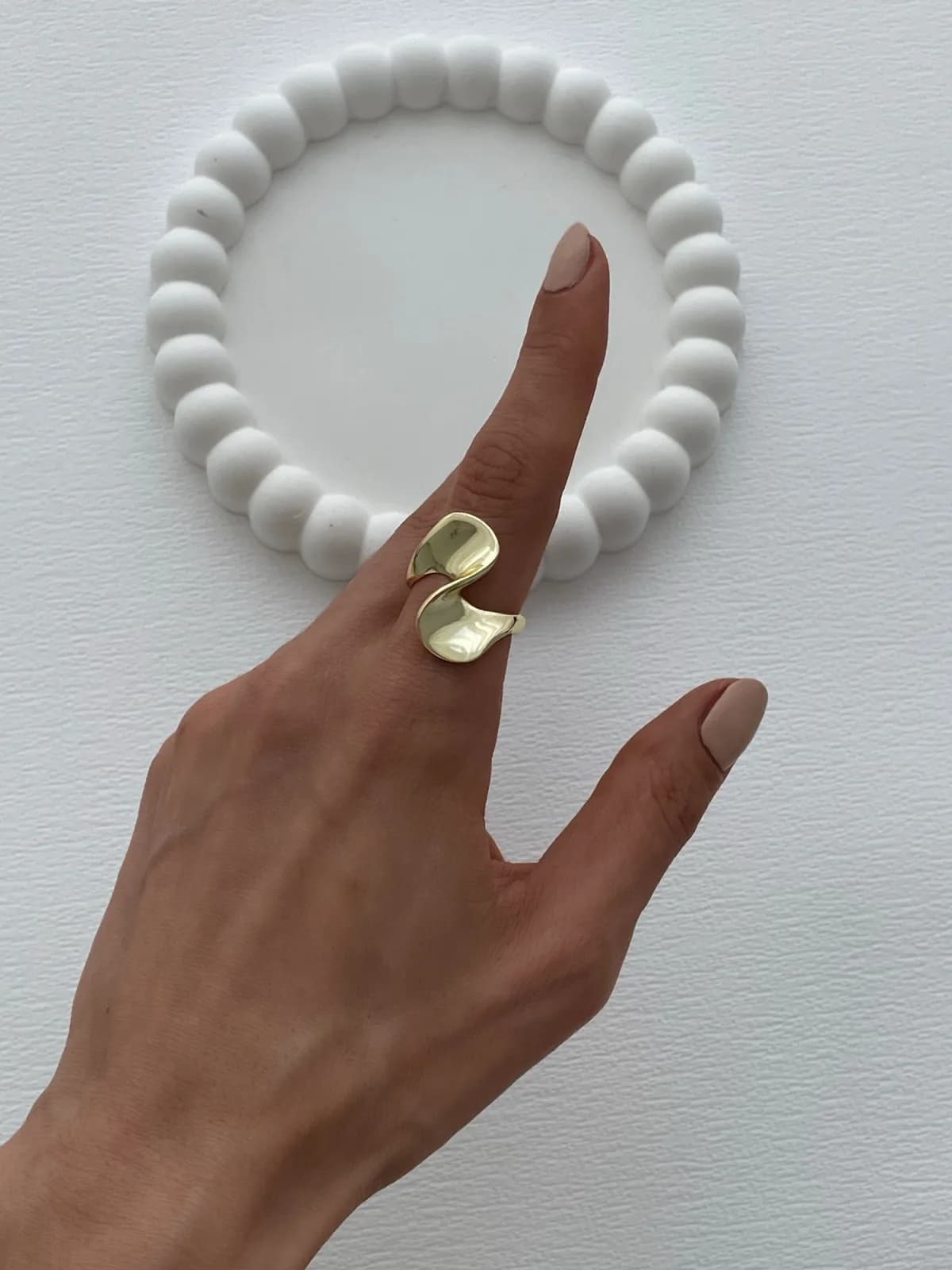Özel Seri Kıvrım Tasarım Ayarlanabilir Gold Yüzük