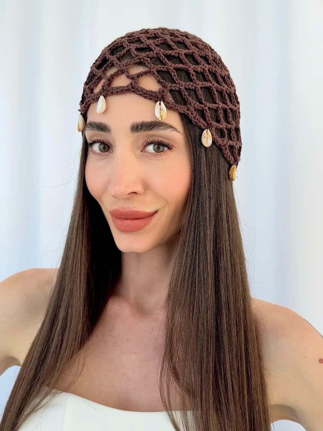 ZR Model Deniz Kabuğu Detay Acı Kahve File Şapka