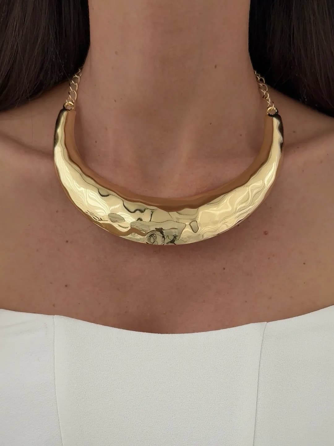 Özel Seri Oval Plaka Tasarım Gold Kolye