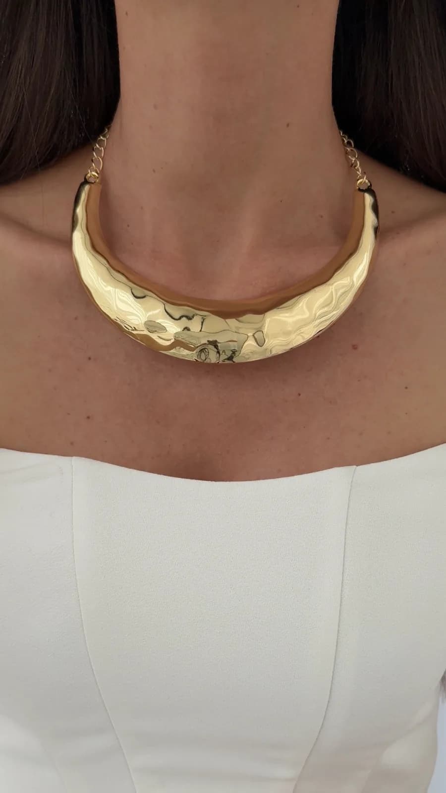 Özel Seri Oval Plaka Tasarım Gold Kolye
