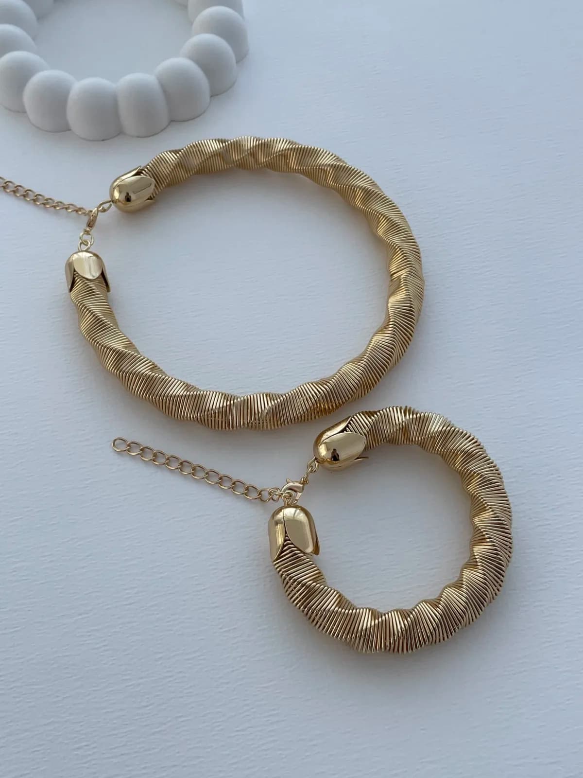 Özel Seri Burgu Desen Kalın Marka Gold Kolye Bileklik Seti