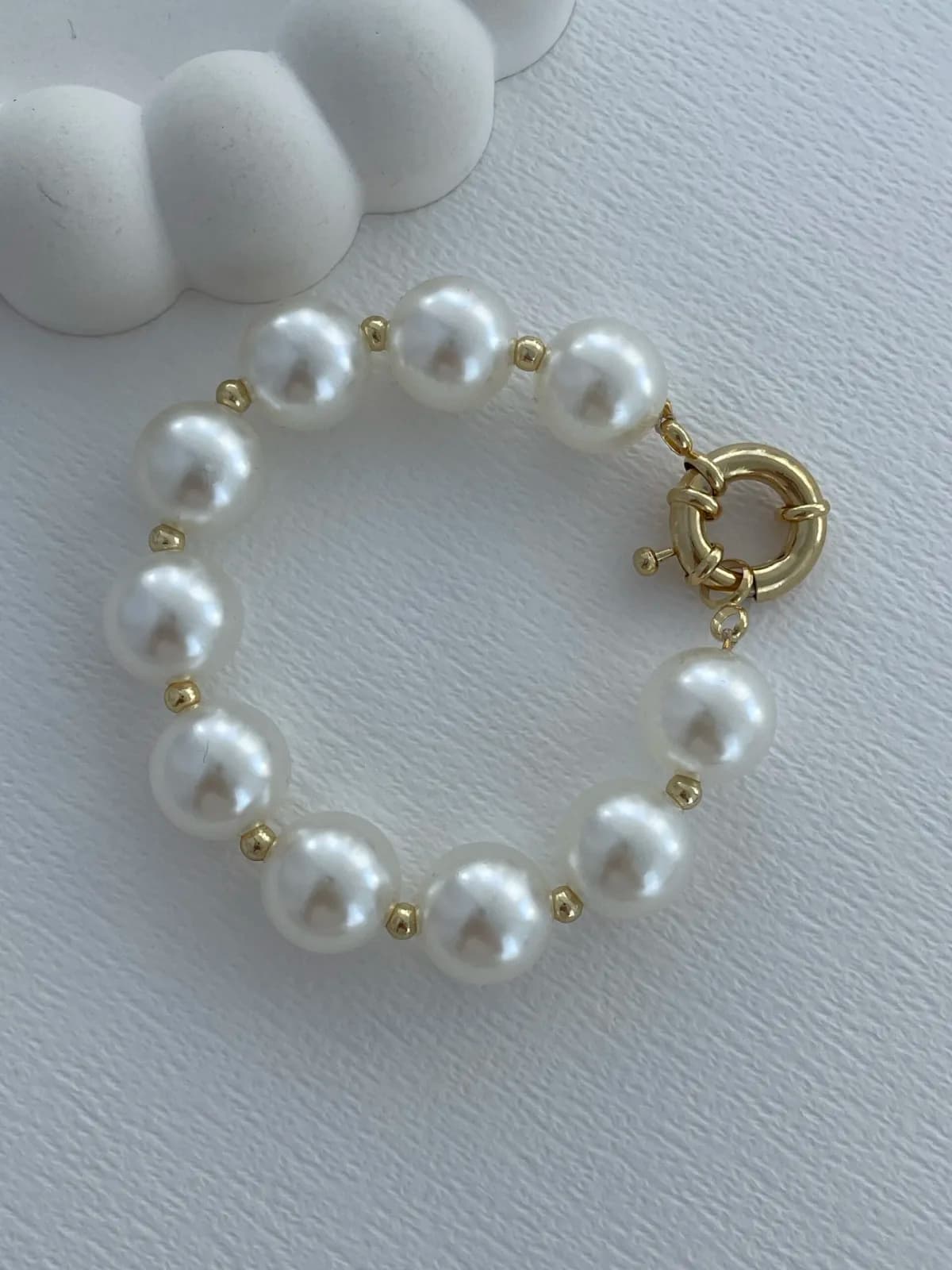 Özel Seri 15 mm Gold Detaylı İnci Bileklik