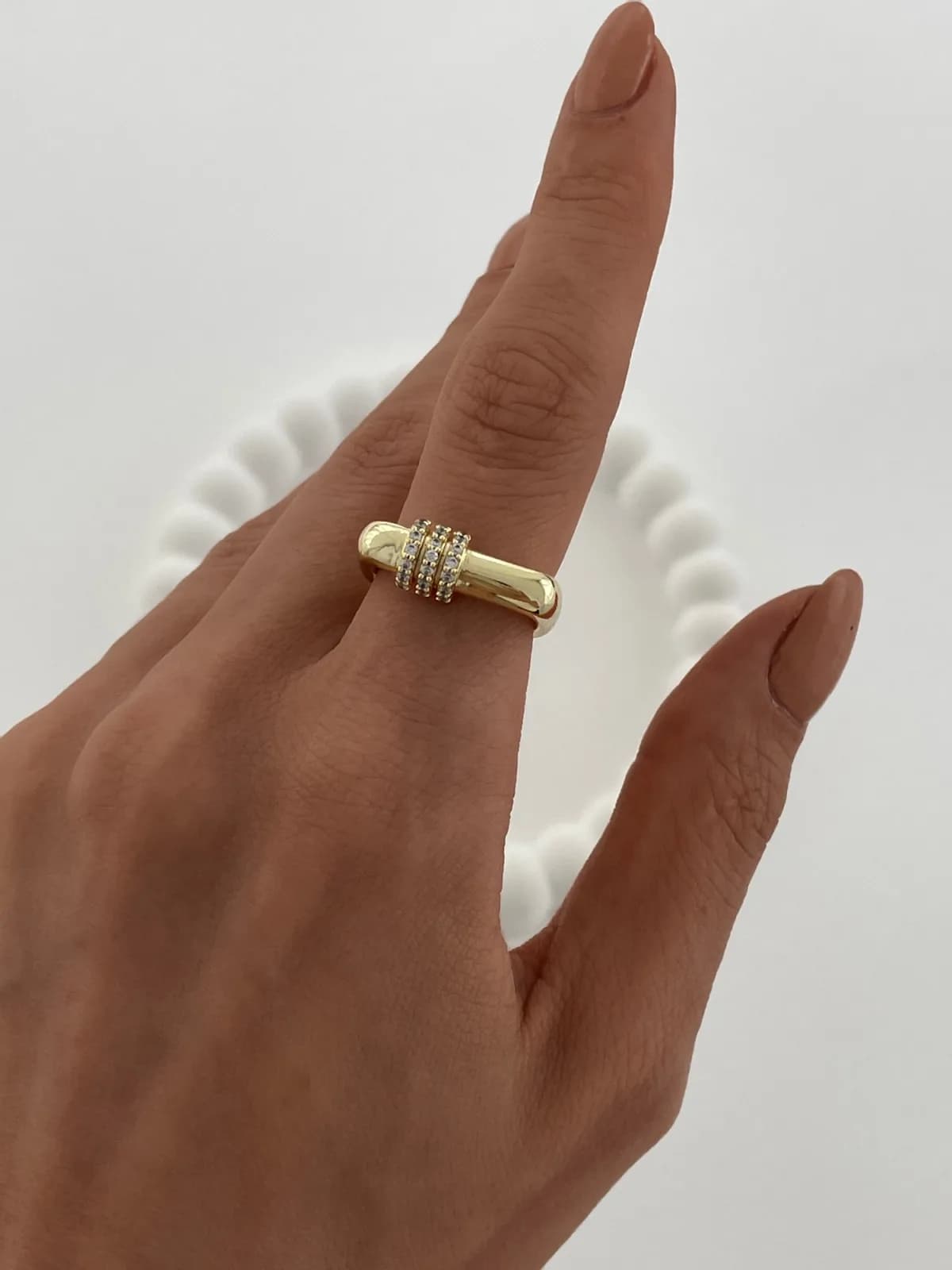 Özel Seri Zirkon Taşlı Marka Model Gold Ayarlanabilir Yüzük
