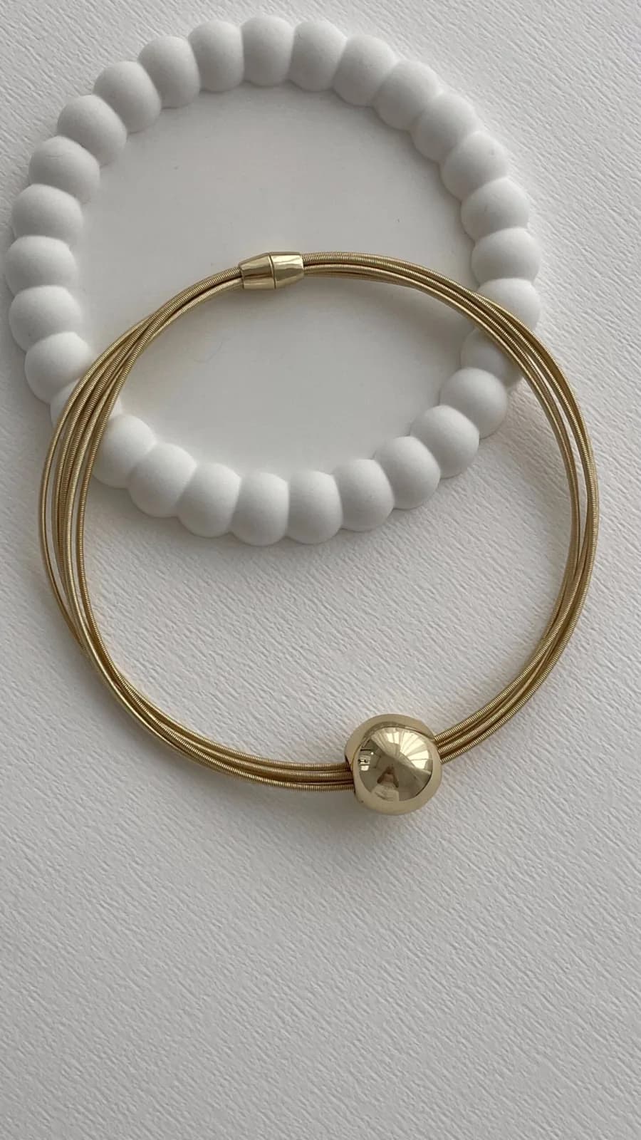 Özel Seri Tel Tasarım Top Detay Gold Choker Kolye