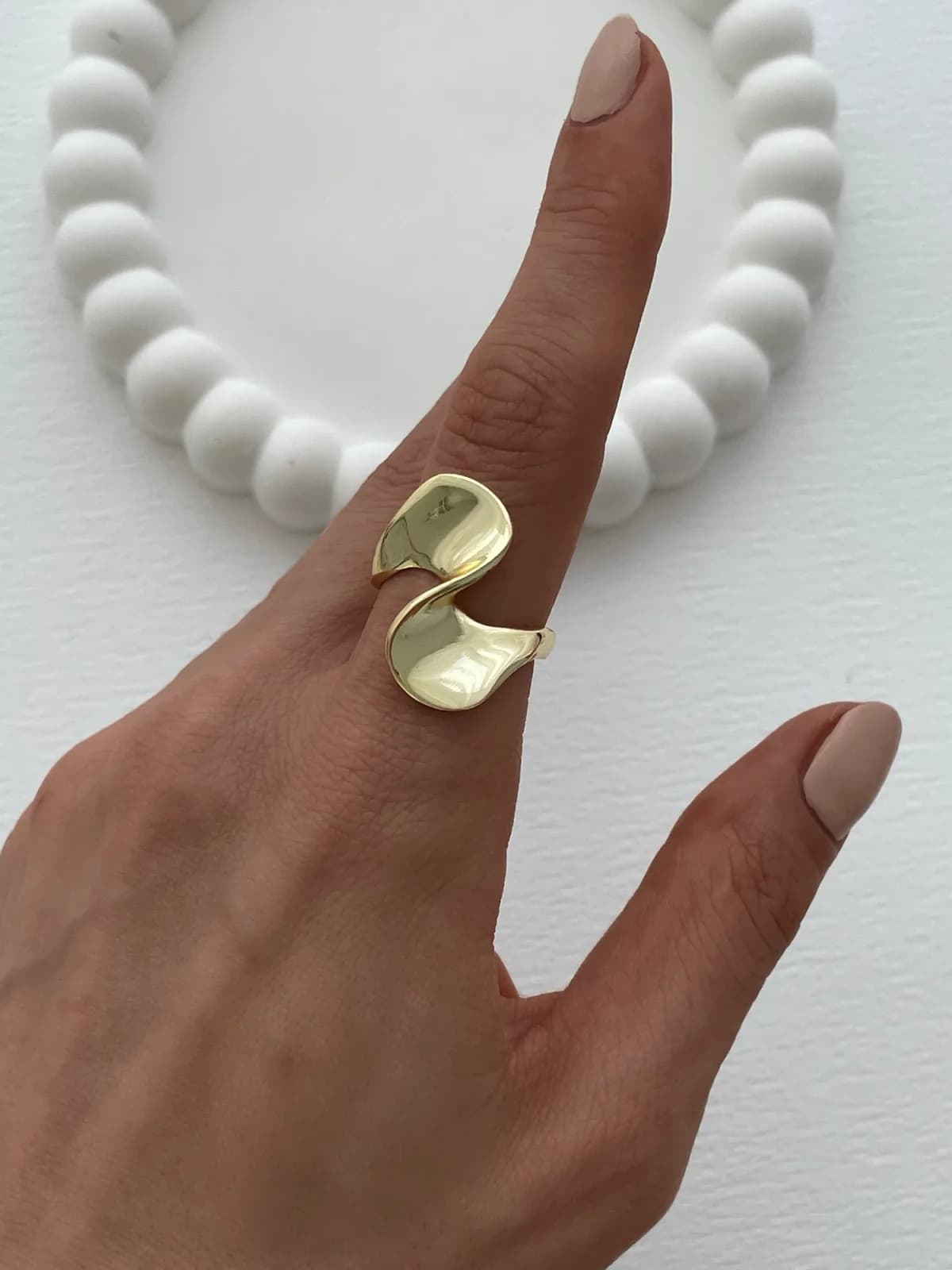 Özel Seri Kıvrım Tasarım Ayarlanabilir Gold Yüzük